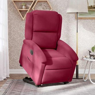 vidaXL Vidaxl - Sill&oacute;n El&eacute;ctrico Reclinable Elevable De Terciopelo Rojo Tinto