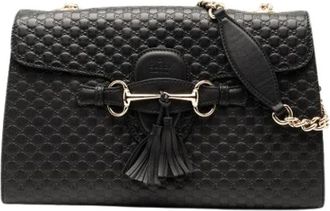 Gucci Pre-owned Shoulder Bags, female, Black, Size: ONE SIZE Pre-owned Leather Shoulder Bag