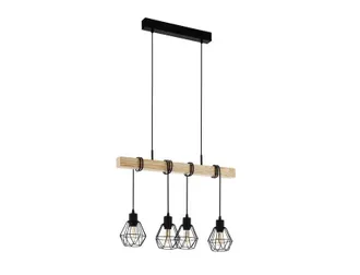 Eglo Eglo - L&aacute;mpara De Techo 70x20x110 Cm 5 En Metal Negro Con Soporte De Madera 220-240 V Ip120 Townshend