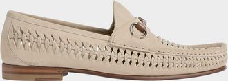 Gucci Men & apos;s Horsebit 1953 Woven Suede Bit Loafers
