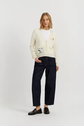 Chinti and Parker Wool-Cashmere Snoopy Pocket Cardigan in Cream at Nordstrom, Size X-Small