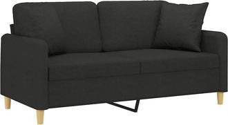 vidaXL Sof&aacute; De 2 Plazas Con Cojines Tela Negro 140 Cm Vidaxl