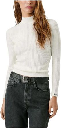 Pepe Jeans London Carla Perkins Ribtrui - Dames - Coltruien - Wit - L - Truien & Vesten
