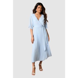 Oasis Petite Occasion Pleated Midi Dress in Cornflower Blue at Nordstrom, Size 10P
