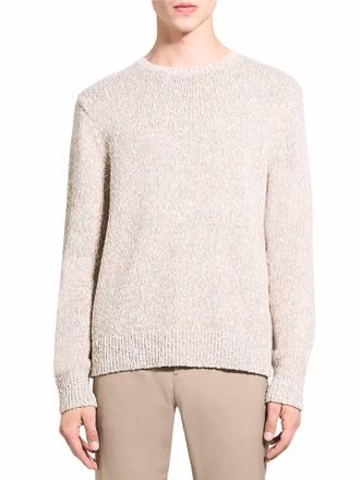 Theory Mauno Crewneck Sweater In Heathered Cotton Pumice