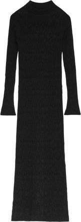 A Paper Kid Kleedjes, Dames, Zwart, M, Polyester, Abito Lungo In Maglia Pizzo