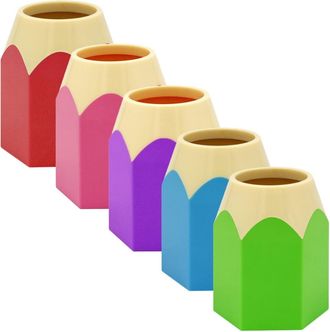 OEM Paquete De 5 Estuches Para L&aacute;pices De Colores, Caja De Almacenamiento Con Forma De L&aacute;piz Para Material Escolar