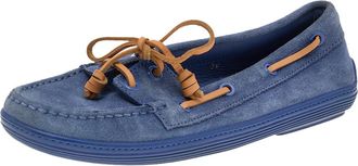 Tod's Tods Blue Suede Lace Up Boat Loafers