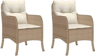 vidaXL Vidaxl - Sillones De Jard&iacute;n Con Cojines 2 Uds Rat&aacute;n Sint&eacute;tico Beige