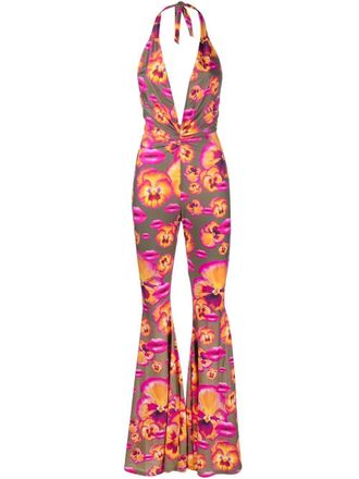 Amen Jumpsuit met bloemenprint - Groen