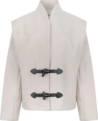Isabel Marant Ivory Wool Toggle Jacket - Dames - Zomerjassen - Beige - S - Wol - Jassen