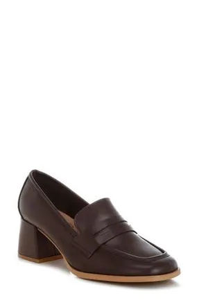 London Rag Sutapa Penny Strap Flared Block Heel Loafer in Brown at Nordstrom Rack, Size 7.5
