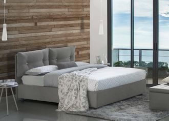 Talamo Italia Talamo Italia - Cama De Plaza Y Media Angelica, Cama Contenedor Con Revestimiento De Tela, 100% Made In Italy, Apertura Frontal, Con Colch&oacute;n Cm 120x19