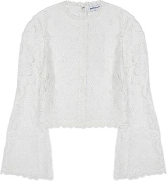 Self Portrait Crochet Floral Lace Flared Top