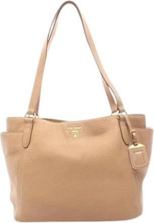 Prada Pre-owned Vintage Tote Bag - Dames - Vintage Shopper - Beige - ONE Size - Leer - Vintage