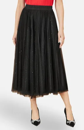 Yumi Sparkle Mesh Tulle Skirt in Black at Nordstrom, Size 12