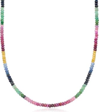 Ross-Simons 100.00- Multicolored Sapphire Bead Necklace in Sterling Silver