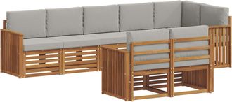 vidaXL Conjunto De Sof&aacute;s De Exterior 8 Uds. Natural Y Gris Claro Vidaxl
