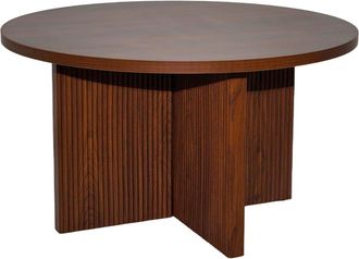 Oviala Mesa de centro redonda escandinava de 80 cm efecto madera oscura