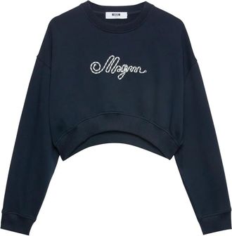 Msgm Felpa con logo ricamato - Blu