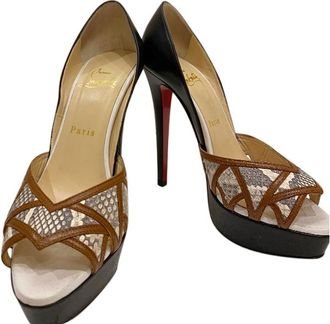 Christian Louboutin Python & Leather Platform Pumps Size 36