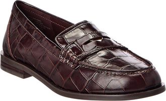Madewell Grayson Croc-Embossed Leather Penny Loafer
