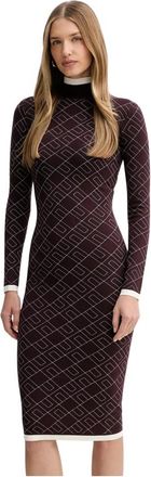 Elisabetta Franchi Monogram Gebreide Jurk - Dames - Kleedjes - Paars - XS - Leer - Kleedjes