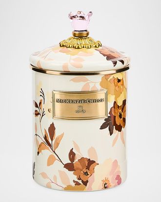 MacKenzie-Childs Wild Rose White Medium Canister