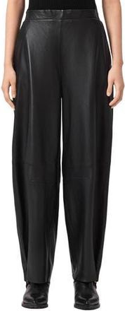 AllSaints Etta Barrel Leg Leather Pants in Black at Nordstrom Rack, Size 10 Us / 14 Uk