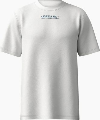 Diesel Mens Upside Down Back Print Regular Fit T-Shirt - White - Size: 36