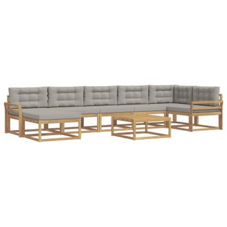 vidaXL Conjunto De Sof&aacute;s De Exterior 8 Pcs Blanco Y Gris Claro Vidaxl