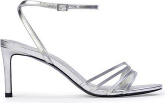 Black Suede Studio ELLA70 SANDAL in Silver Metallic Leather at Nordstrom, Size 38.5