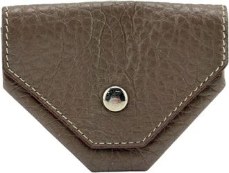 Herm&egrave;s Gray Leather Coin Purse/Coin Case (Pre-Owned)