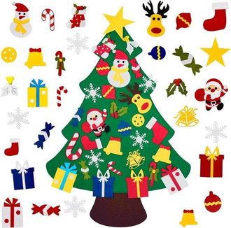 OEM &Aacute;rbol De Navidad De Fieltro Para Armar Con 30 Adornos Para Ni&ntilde;os - Decoraci&oacute;n De Pared