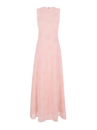 Rotate Short Pink Dress With Pink Floral Embroidery