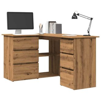Berkfield Home Corner Desk Artisan Oak 145x100x76 cm Engineered Wood in Brown | Size: 145 x 100 x 76 cm