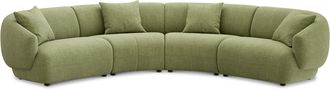 Castlery Auburn Curve L-Shape Sectional Sofa Customized, (Washed Chenille) Moss, Machine Washable, Modular for Sofas, Green, Castlery