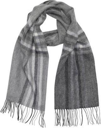 Nordstrom Rack Mens Cashmere Fringe Scarf in Charcoal Overcheck at Nordstrom Rack