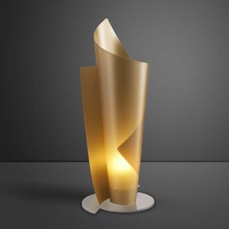 Linea Zero L&aacute;mpara De Mesa En Polilux Vela Gold Di&aacute;metro 19 X H50 Cm