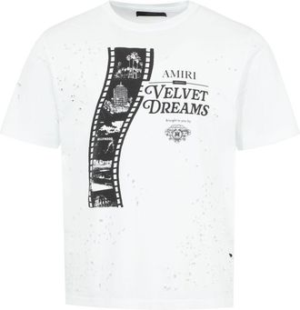 Amiri Mens Film Shotgun Tee - White Cotton - Size Medium