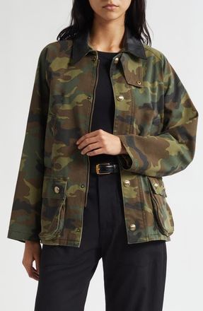 Nili Lotan Andrew Stretch Cotton Military Jacket in Camouflage at Nordstrom, Size X-Small