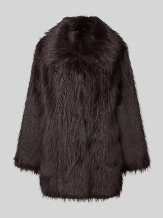 Selected Regular Fit Webpelzmantel mit Hakenverschluss Modell BREA in Dunkelbraun, Gr&ouml;&szlig;e 38