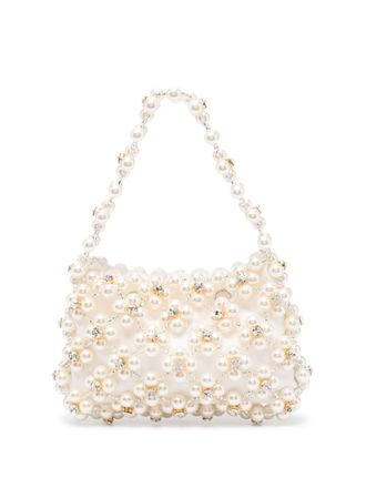 VANINA Borsa tote Anemone con decorazione - Bianco
