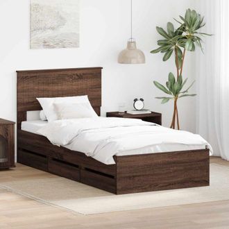 vidaXL Estructura De Cama Roble Marr&oacute;n 90 X 200 Cm Madera Ingenieril Vidaxl