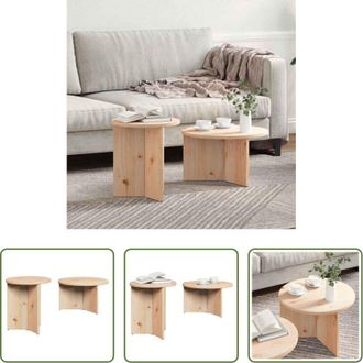 vidaXL Tavoli rotondi - Tavolino da salotto 2 pcs Naturale Legno massello di pino