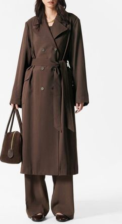 & Other Stories Belted Double Breasted Trench Coat in Dark Brown at Nordstrom, Size Small