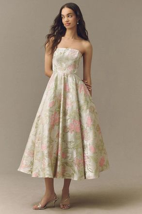 Mac Duggal Floral Strapless Dress