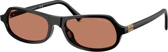 Miu Miu Narrow Rectangle-frame Sunglasses - Black - One Size