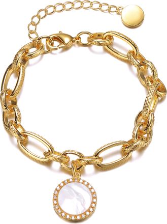 Rachel Glauber 14k Gold Plated Cubic Zirconia Chain Bracelet