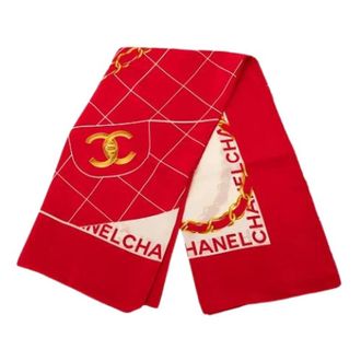 Chanel Pre-owned Scarves, female, Red, Size: ONE SIZE Pre-owned Printed Silk Scarf